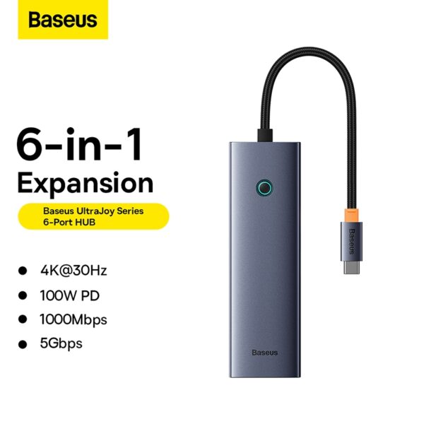 Baseus-Type-C-Hub-6-Port-Multi-Functional-Hub-UltraJoy-Series-HDMI4K-30@Hz-Rj45-USB-3.0-3X-PD-6-In-1-Hub-B00052802811-00-18-600x600