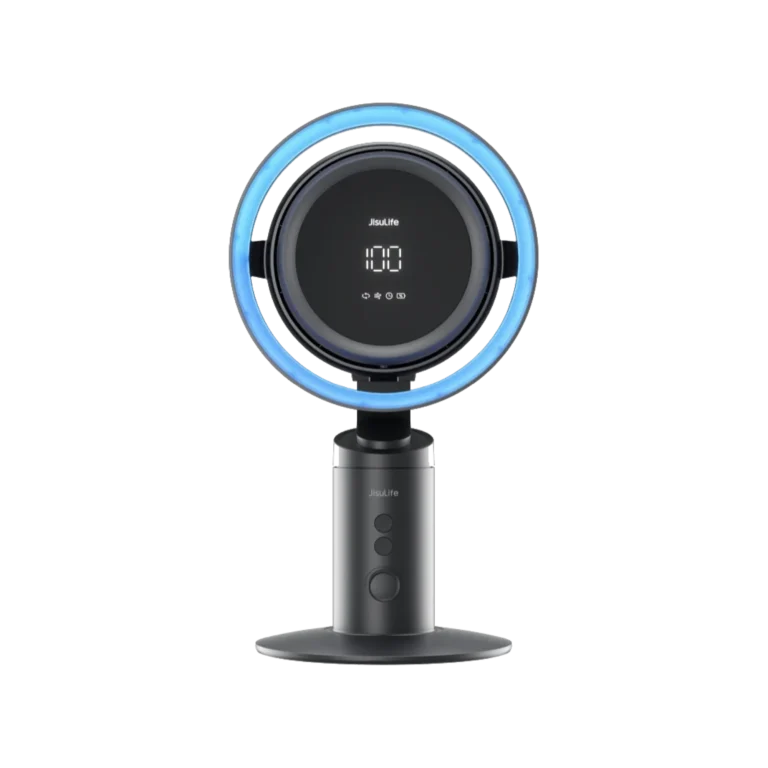 JisuLife Table Fan Pro3 with 3D oscillation and ambient light, JisuLife Pro3 100-speed turbo fan, JisuLife rechargeable desk fan with air circulator, JisuLife Pro3 3-in-1 cooling fan