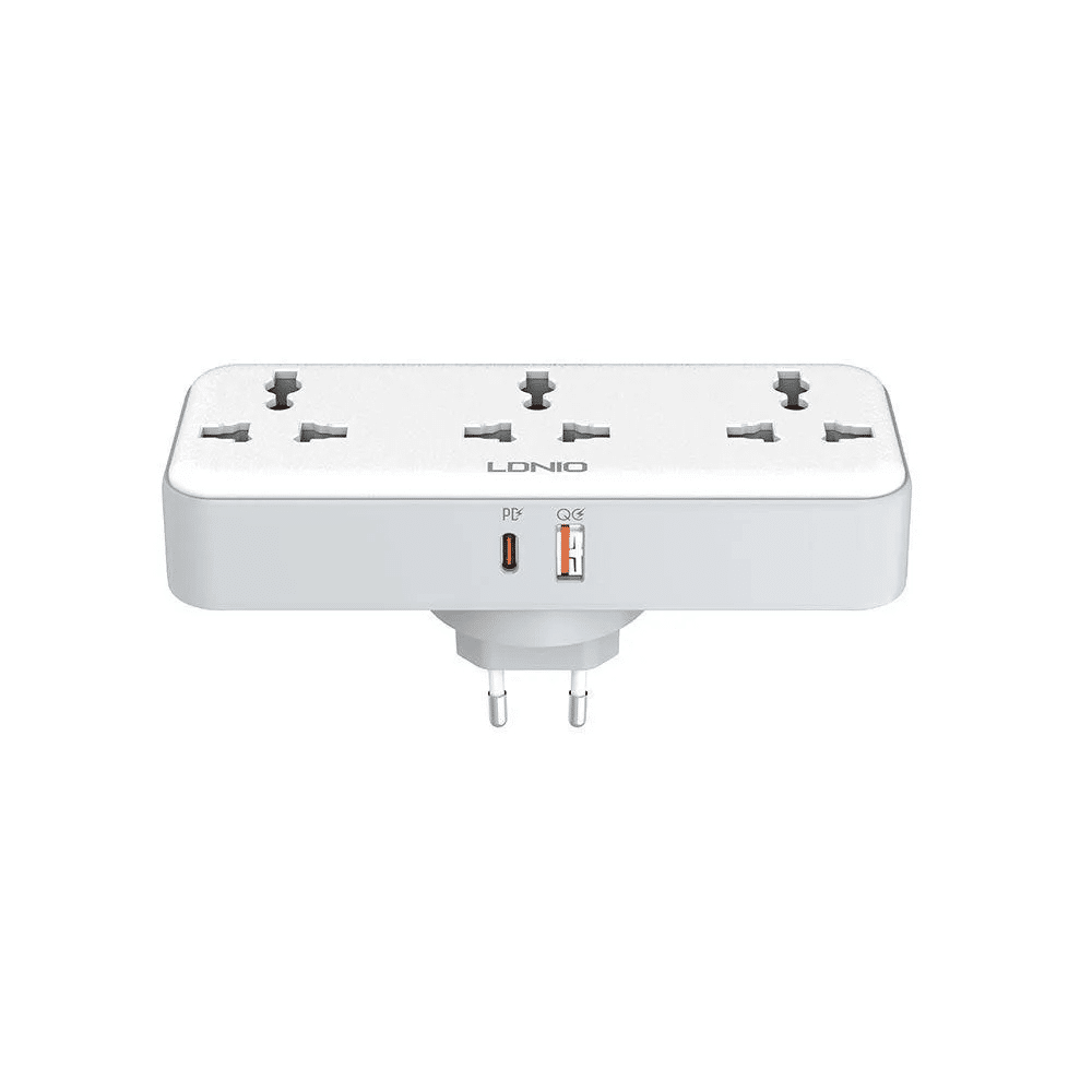 LDNIO SC3317 3 AC outlet portable power socket, LDNIO SC3317 with USB-C fast charging, LDNIO rotatable extension strip, LDNIO compact travel power socket