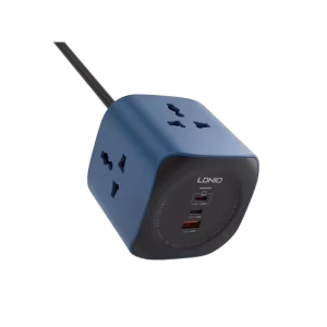 LDNIO SC3319 65W power cube with 6 AC outlets, LDNIO SC3319 charging MacBook and iPhone, LDNIO compact cube power strip, LDNIO surge protector power cube