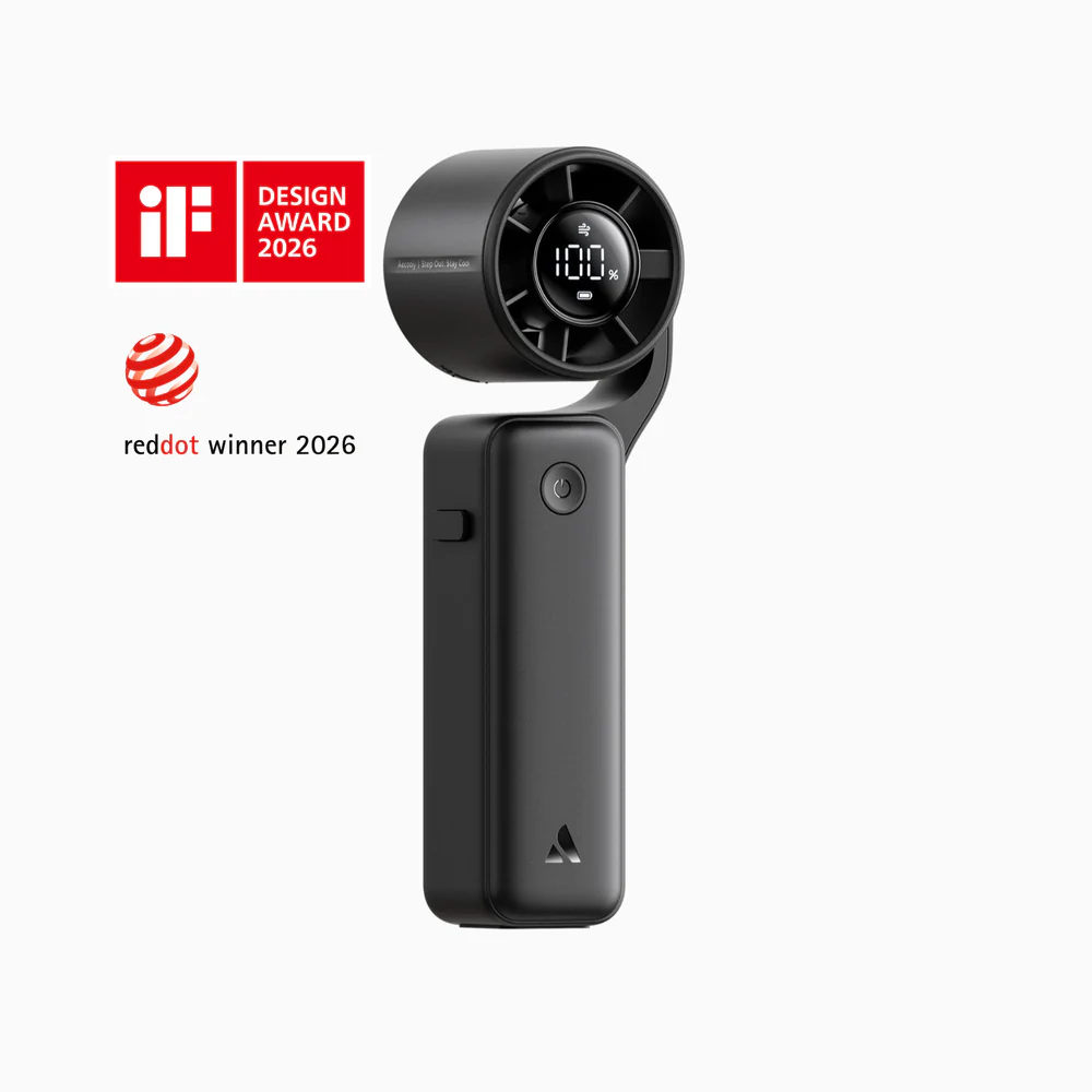 Aecooly AirGimbal PF04 turbo jet fan with 220° rotating head, Aecooly handheld fan 15000 RPM, Aecooly AirGimbal lightweight portable fan, Aecooly fan with 5 speed settings