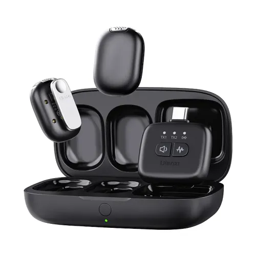 ULANZI A30 Tiny Mic wireless lavalier with charging case, ULANZI A30 ultra-compact microphone transmitters, ULANZI A30 magnetic clip system for discreet placement, ULANZI A30 complete wireless audio kit
