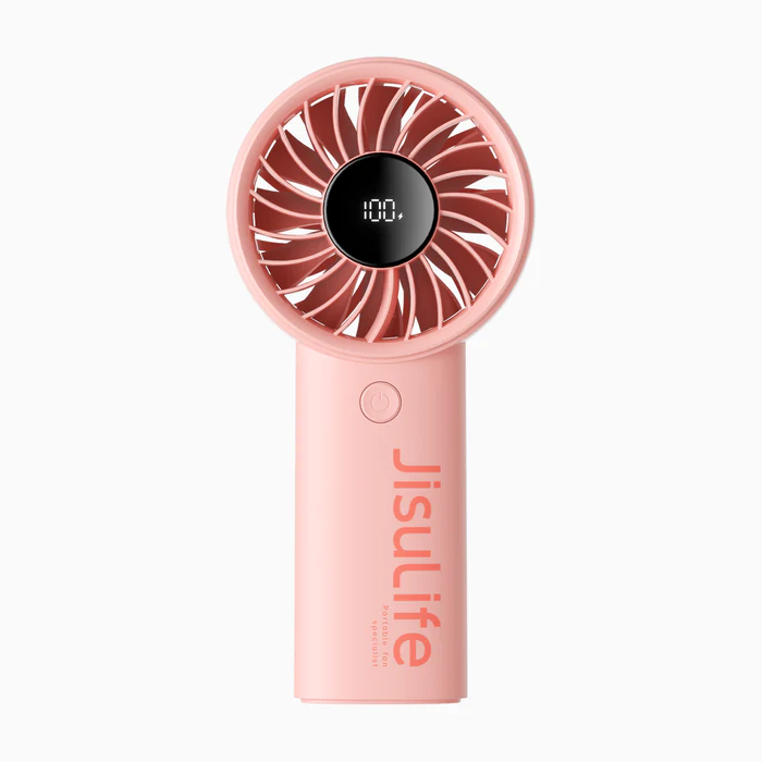 JisuLife Handheld Fan Life4 with 5000mAh battery and LED display, JisuLife Life4 5-speed turbo fan, JisuLife portable fan with lanyard, JisuLife Life4 desktop and handheld fan