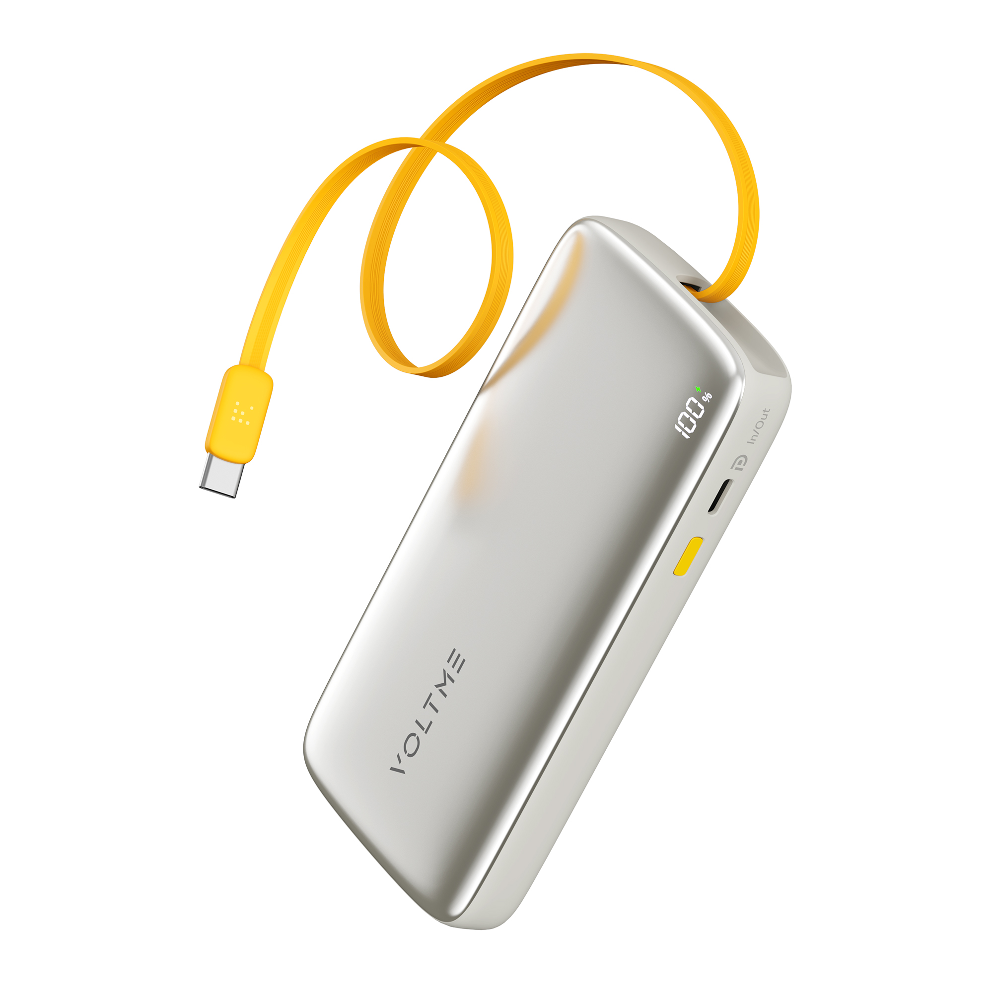 VOLTME Hypercore Rollz 10K – Slim 10,000mAh Power Bank with a Built-in Retractable Cable